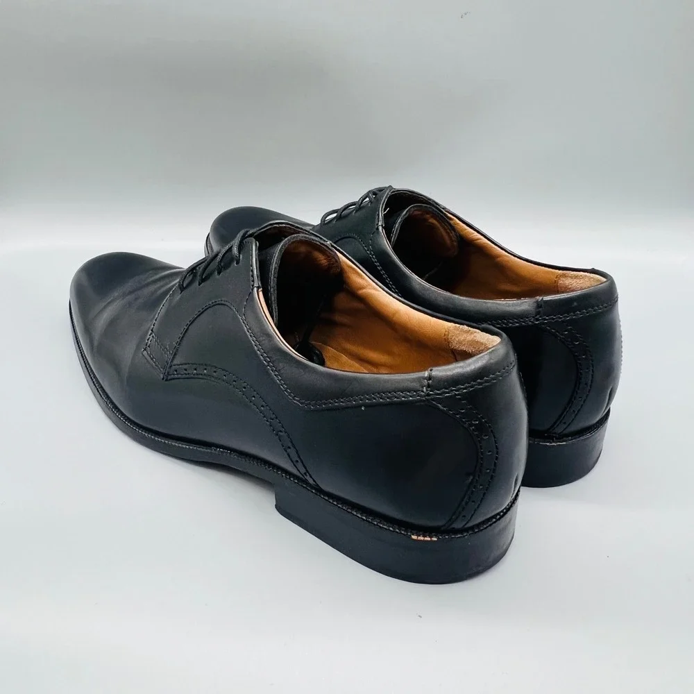 J. Murphy Johnston & Murphy Dress Shoes Mens 12 Black Leather Derby Plain Toe